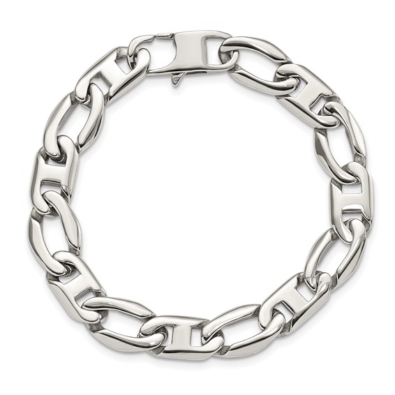 Chisel Stainless Steel Polished 8.5 inch Anchor/Open Link Bracelet