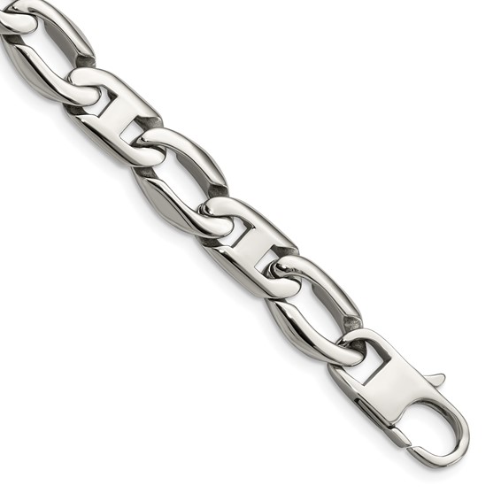 Chisel Stainless Steel Polished 8.5 inch Anchor/Open Link Bracelet