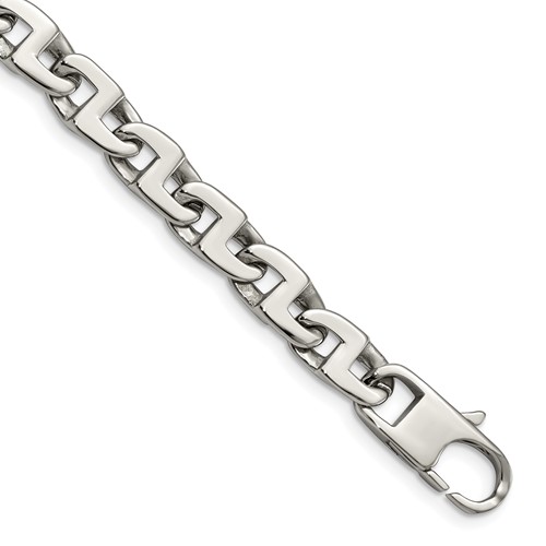 Chisel Stainless Steel Polished Fancy Square Link Bracelet, 8.5"