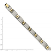 Chisel Stainless Steel Brushed and Polished Yellow IP-plated Link Bracelet, 8.75" view 4