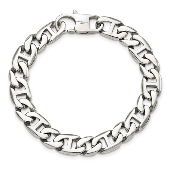 Chisel Stainless Steel Polished 8.25 inch Anchor Link Bracelet