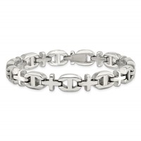 Chisel Stainless Steel Polished Cross Link Bracelet, 8.5" view 4