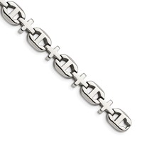 Chisel Stainless Steel Polished Cross Link Bracelet, 8.5" view 1