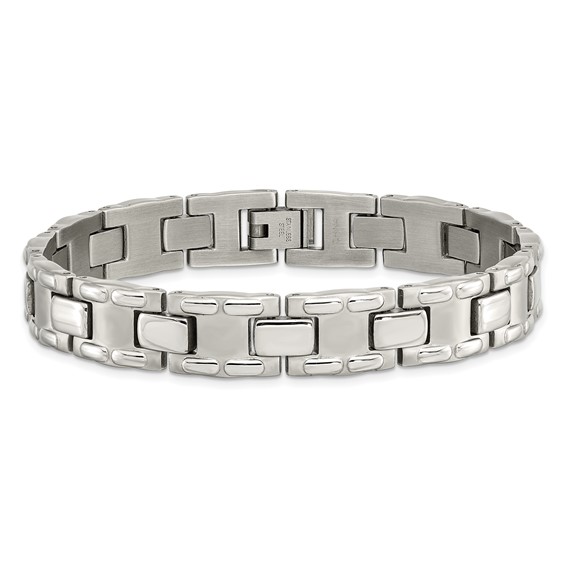 Chisel Stainless Steel Brushed and Polished 8.75 inch Link Bracelet