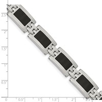 Chisel Stainless Steel Polished Bracelet with Black Enamel Link - 9in view 4
