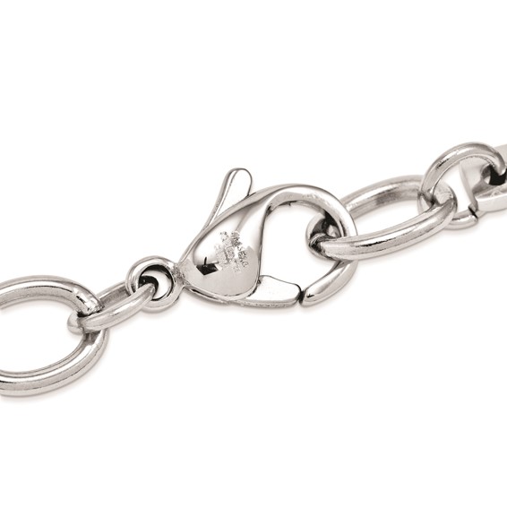 Stainless Steel Polished Sideways Cross 8in Bracelet