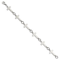 Chisel Stainless Steel Polished Sideways Cross Link Bracelet - 8in view 3