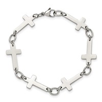 Chisel Stainless Steel Polished Sideways Cross Link Bracelet - 8in view 4