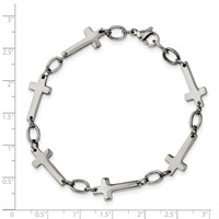 Chisel Stainless Steel Polished Sideways Cross Link Bracelet - 8in view 5