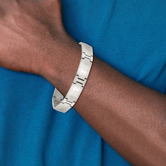 Chisel Stainless Steel Brushed and Polished 9.5 inch Link Bracelet