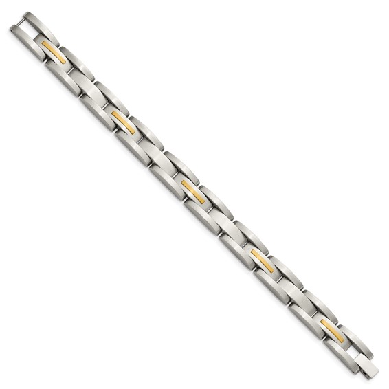 Chisel Stainless Steel with 14k Gold Accent Brushed 8 inch Link Bracelet