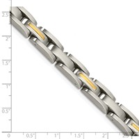 Chisel Stainless Steel Bracelet with 14K Gold Accent Brushed Link - 8in view 4