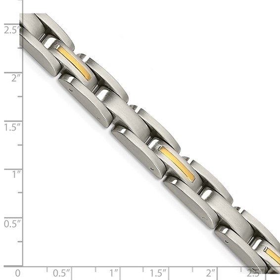 Chisel Stainless Steel with 14k Gold Accent Brushed 8 inch Link Bracelet