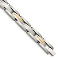 Chisel Stainless Steel Bracelet with 14K Gold Accent Brushed Link - 8in view 1