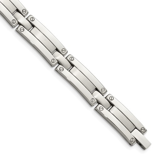 Chisel Stainless Steel Brushed and Polished Link Bracelet, 8.5"