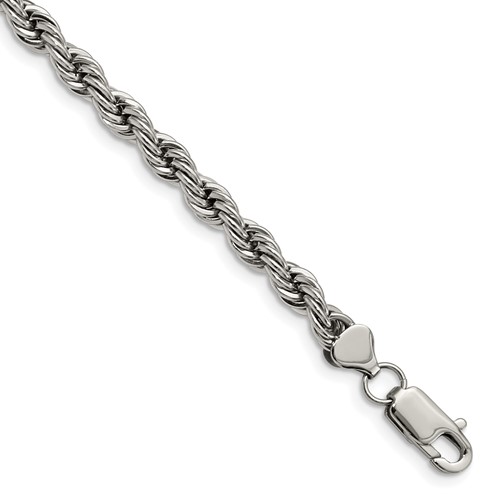 Chisel Stainless Steel Polished 6mm Rope Bracelet, 9"