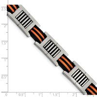 Chisel Stainless Steel Polished Bracelet with Black and Orange Rubber Link, 8.5" view 5