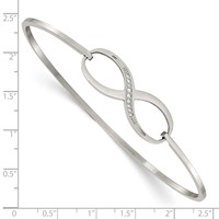 Chisel Stainless Steel Polished with CZ Infinity Symbol Bangle view 4