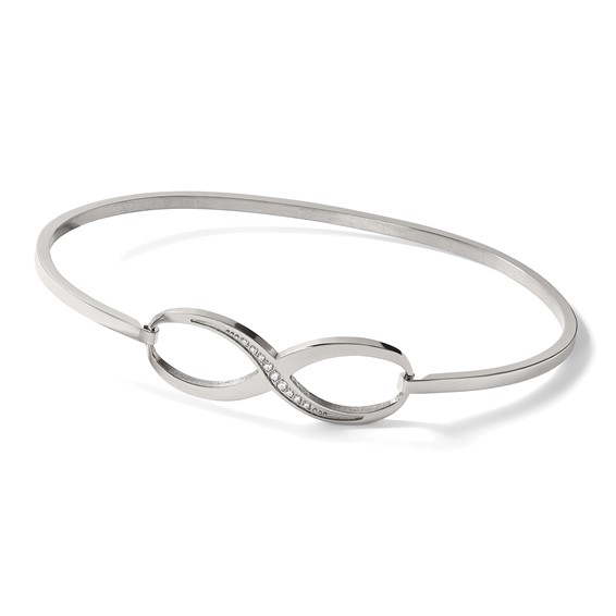 Chisel Stainless Steel Polished with CZ Infinity Symbol Bangle