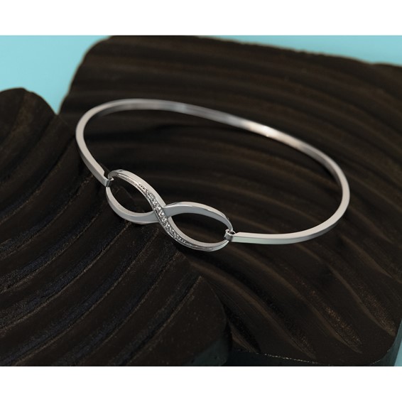 Chisel Stainless Steel Polished with CZ Infinity Symbol Bangle