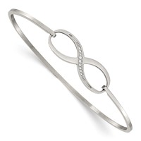 Chisel Stainless Steel Polished with CZ Infinity Symbol Bangle view 1