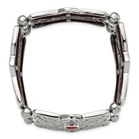 Stainless Steel Polished Bracelet with Red CZ Stretch view 3