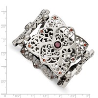 Stainless Steel Polished Bracelet with Red CZ Stretch view 4