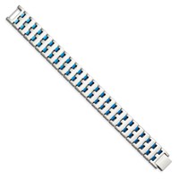 Chisel Stainless Steel Polished Blue IP-plated Link Bracelet, 8" view 2