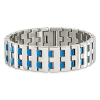 Chisel Stainless Steel Polished Blue IP-plated Link Bracelet, 8" view 4