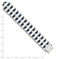 Chisel Stainless Steel Polished Blue IP-plated Link Bracelet, 8" view 5