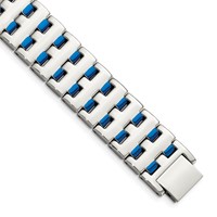 Chisel Stainless Steel Polished Blue IP-plated Link Bracelet, 8" view 1
