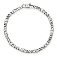 Chisel Stainless Steel Polished 4mm Figaro Bracelet, 8.5" view 4