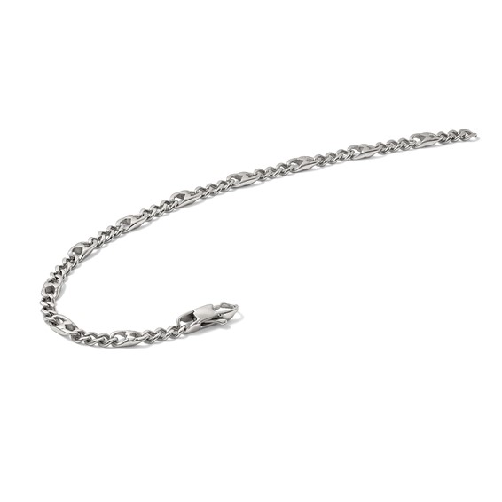 Chisel Stainless Steel Polished 4mm 8.5 inch Figaro Bracelet