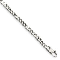Chisel Stainless Steel Polished 4mm Figaro Bracelet, 8.5" view 1