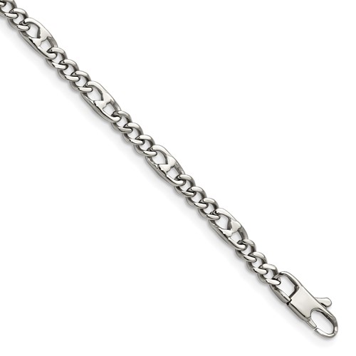 Chisel Stainless Steel Polished 4mm Figaro Bracelet, 8.5"