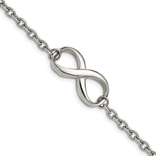 Chisel Stainless Steel Polished Infinity Symbol Bracelet, 7.5"