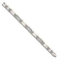 Chisel Stainless Steel Polished Bracelet with Grey Carbon Fiber Inlay Link, 8.5" view 3