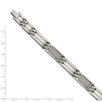 Chisel Stainless Steel Polished Bracelet with Grey Carbon Fiber Inlay Link, 8.5" view 5