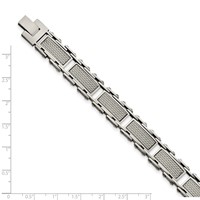 Chisel Stainless Steel Polished Bracelet with Grey Carbon Fiber Inlay Link, 8.5" view 5