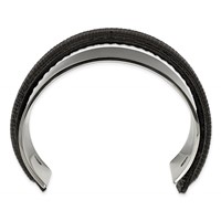 Stainless Steel Polished with Leather Cuff Bangle view 3
