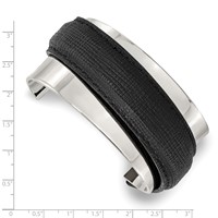 Stainless Steel Polished with Leather Cuff Bangle view 4