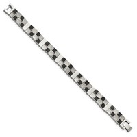 Stainless Steel Antiqued Brushed and Polished Bracelet, 8.25" view 3