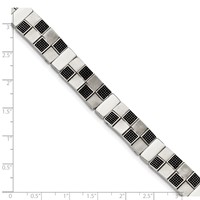 Stainless Steel Antiqued Brushed and Polished Bracelet, 8.25" view 5