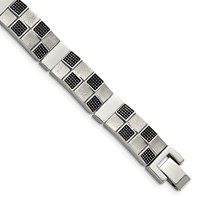Stainless Steel Antiqued Brushed and Polished Bracelet, 8.25" view 1