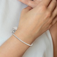 Chisel Stainless Steel Polished Bangle with Heart Charm Cuff view 5