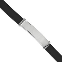 Stainless Steel Polished Rubber ID Bracelet view 1