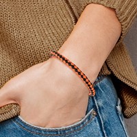Chisel Stainless Steel Polished Black IP-plated Black and Orange Braided Leather Bracelet, 9" view 5