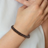 Chisel Stainless Steel Polished Brown Woven Leather Bracelet, 8.75" view 5