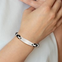 Chisel Stainless Steel Polished Black Woven Leather ID Bracelet, 8.5" view 5