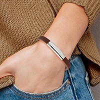 Chisel Stainless Steel Polished Brown Leather ID Bracelet, 8.5" view 5